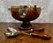 Victorian Oak & Silver Plated Salad Bowl with Spoons, 1890s, Set of 3 4