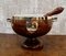 Victorian Oak & Silver Plated Salad Bowl with Spoons, 1890s, Set of 3 1