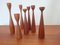 Dänische Vintage Teak Kerzenständer, 1960er, 7 Set 1