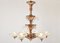 French Art Deco Copper and Glass 6-Arm Chandelier attributed to Petitot and Ezan, 1930s 3