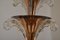 Lámpara de araña francesa Art Déco de cobre y vidrio atribuida a Petitot y Ezan, años 30, Imagen 14