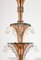 French Art Deco Copper and Glass 6-Arm Chandelier attributed to Petitot and Ezan, 1930s 6