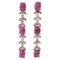 Rubies, Diamonds, Rose Gold and Silver Dangle Earrings, Set of 2 1