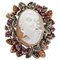 Cameo, Diamonds, Garnets, Rose Gold and Silver Ring 1