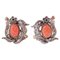 Coral, Sapphires, Diamonds, 14 Karat Rose Gold and Silver Earrings, 1950s, Set of 2, Image 1