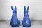 Antique Sculptural Figural Blue Painted Cast Iron Rabbit Doorstops, Set of 2 8