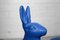 Antique Sculptural Figural Blue Painted Cast Iron Rabbit Doorstops, Set of 2, Image 11