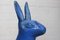 Antique Sculptural Figural Blue Painted Cast Iron Rabbit Doorstops, Set of 2 12