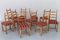 Chaises de Salle à Manger Vintage Brutaliste à Dossier Échelle en Chêne attribuées à Henning Kjærnulf, Danemark, 1960s, Set de 10 12