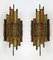 Hammered Glass and Gilt Wrought Iron Sconces from Longobard, Italy, 1970s, Set of 2, Image 1