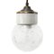 Vintage Industrial White Porcelain, Clear Glass, and Brass Pendant Lamp 1