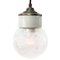 Vintage Industrial White Porcelain, Clear Glass, and Brass Pendant Lamp 5