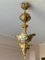 Vintage Italian Hanging Lamp in Brass and Porcelain, 1980s 4