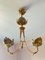 Vintage Italian Hanging Lamp in Brass and Porcelain, 1980s 1