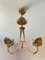 Vintage Italian Hanging Lamp in Brass and Porcelain, 1980s, Image 1