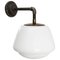 Mid-Century Cast Iron, Brass and White Opaline Glass Sconce, Image 3