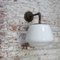 Mid-Century Cast Iron, Brass and White Opaline Glass Sconce 8