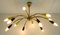 Lámpara de araña Sputnik Spider Mid-Century grande de latón y metal, años 50, Imagen 9