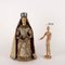 Queen Figurine in Polychrome Painted Wood and Fabric 2