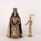 Queen Figurine in Polychrome Painted Wood and Fabric, Image 2