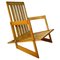 Moderner italienischer Sessel aus hellem Holz mit Armlehnen & Holzlatten, 1980er 1