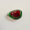 Mid-Century Modern Italian Murano Red and Green Rounded Glass Ashtray, 1970s 2