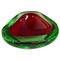 Mid-Century Modern Italian Murano Red and Green Rounded Glass Ashtray, 1970s 1