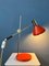 Lampe de Bureau Space Age Mid-Century en Chrome Rouge avec Bras Oscillant, 1970s 2