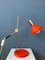 Lampe de Bureau Space Age Mid-Century en Chrome Rouge avec Bras Oscillant, 1970s 1