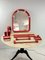 Vintage Mirror and Red Plastic Bath Accessories, Italy, 1970s, Set of 9 2