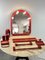 Vintage Mirror and Red Plastic Bath Accessories, Italy, 1970s, Set of 9 1