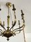 Lámpara de araña italiana grande de 10 luces de latón, años 50, Imagen 3