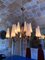 Großer Messing Kronleuchter mit weißen Murano Glas Vasen von Angelo Leli für Arredoluce, 1950er 5