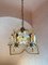 Lámpara de araña italiana de latón con flores y cristales de cristal de Murano, años 70, Imagen 7