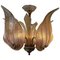 Mid-Century Murano Glass Gold Leaf Chandelier, 1980s, Image 1