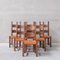 Mid-Century Dutch Leather and Oak Dining Chairs, Set of 6, Image 1