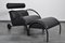 Black Leather Zyklus Armchair & Stool by Peter Maly for Cor, 1980s, Set of 2 1