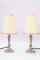 Art Deco Nickel-Plated Table Lamps with Fabric Shades, Vienna, 1920s, Set of 2 1