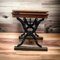 Vintage Architects Desk in Teak & Cast Iron Base 6