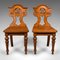 Antique Scottish Victorian Hall Chairs in Oak, 1890s, Set of 2 1