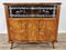 Small Sideboard in Blond Walnut Briar with Decorated Sliding Glass, Italy, 1950s 1