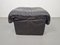 Vintage Black Leather Ottoman by Cinna Roset, France, 1970s, Image 1