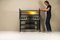 Brutalist Highboard in Stained Oak and Brushed Steel, Belgium, 1970s 3