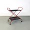 Italian Modern Black and Red Metal Food Trolley on Wheels, 1980s 13