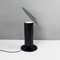 Italian Modern Round Base Matte Black and Glossy White Metal Table Lamp, 1980s, Image 3
