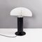Italian Modern Round Base Matte Black and Glossy White Metal Table Lamp, 1980s, Image 4