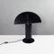 Italian Modern Round Base Matte Black and Glossy White Metal Table Lamp, 1980s 2