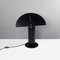 Italian Modern Round Base Matte Black and Glossy White Metal Table Lamp, 1980s, Image 2