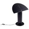 Italian Modern Round Base Matte Black and Glossy White Metal Table Lamp, 1980s, Image 1