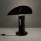 Italian Modern Round Base Matte Black and Glossy White Metal Table Lamp, 1980s 5